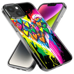 Apple iPhone 14 Pro Max Colorful Rainbow Hearts Love Graffiti Painting Hybrid Protective Phone Case Cover