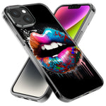 Apple iPhone 15 Pro Max Colorful Lip Graffiti Painting Art Hybrid Protective Phone Case Cover