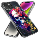 Apple iPhone 15 Plus Fantasy Skull Red Purple Roses Hybrid Protective Phone Case Cover