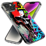 Apple iPhone 15 Pro Max Skull Face Graffiti Painting Art Hybrid Protective Phone Case Cover