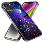Apple iPhone 15 Pro Spring Moon Night Lavender Flowers Floral Hybrid Protective Phone Case Cover