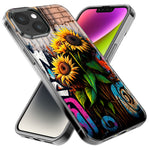 Apple iPhone 15 Pro Max Sunflowers Graffiti Painting Art Hybrid Protective Phone Case Cover