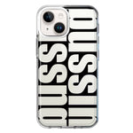 Apple iPhone 14 Black Clear Funny Text Quote Bussin Hybrid Protective Phone Case Cover