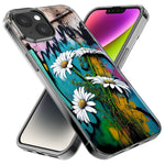 Apple iPhone 15 Pro Max White Daisies Graffiti Wall Art Painting Hybrid Protective Phone Case Cover