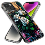 Apple iPhone 14 Pro White Roses Graffiti Wall Art Painting Hybrid Protective Phone Case Cover