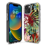 Apple iPhone 8 Plus Leopard Tropical Flowers Vacation Dreams Hibiscus Floral Hybrid Protective Phone Case Cover