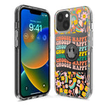 Apple iPhone 12 Mini Choose Happy Smiley Face Retro Vintage Groovy 70s Style Hybrid Protective Phone Case Cover