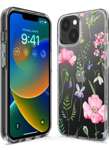 Apple iPhone 12 Mini Spring Pastel Wild Flowers Summer Classy Elegant Beautiful Hybrid Protective Phone Case Cover