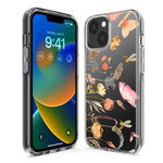 Apple iPhone 15 Pro Peach Meadow Wildflowers Butterflies Bees Watercolor Floral Hybrid Protective Phone Case Cover