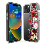 Apple iPhone 12 Pro Red Summer Watercolor Floral Bouquets Ruby Flowers Hybrid Protective Phone Case Cover