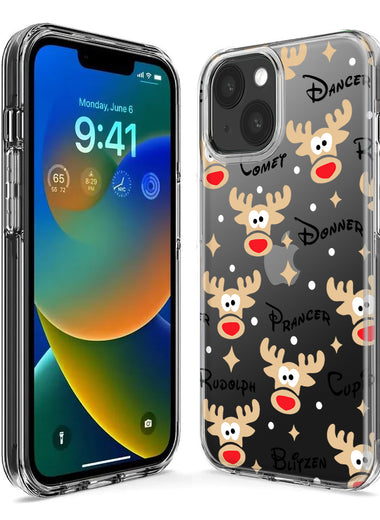 Apple iPhone 15 Plus Red Nose Reindeer Christmas Winter Holiday Hybrid Protective Phone Case Cover
