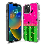 Apple iPhone XS Summer Watermelon Sugar Vacation Tropical Fruit Pink Green Hybrid Protective Phone Case Cover