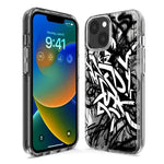 Apple iPhone 15 Black White Urban Graffiti Hybrid Protective Phone Case Cover