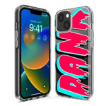 Apple iPhone 15 Pro Max Teal Pink Clear Funny Text Quote Dank Hybrid Protective Phone Case Cover