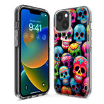 Apple iPhone SE 2nd 3rd Generation Halloween Spooky Colorful Day of the Dead Skulls Hybrid Protective Phone Case Cover