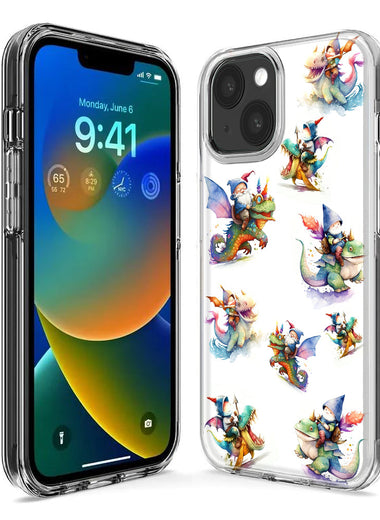 Apple iPhone 15 Pro Cute Fairy Cartoon Gnomes Dragons Monsters Hybrid Protective Phone Case Cover