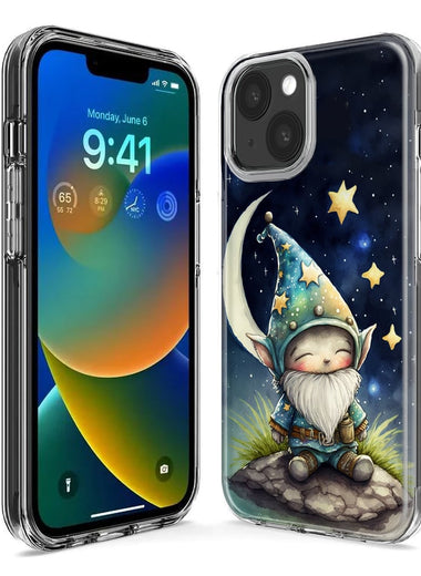 Apple iPhone 12 Mini Stars Moon Starry Night Space Gnome Hybrid Protective Phone Case Cover