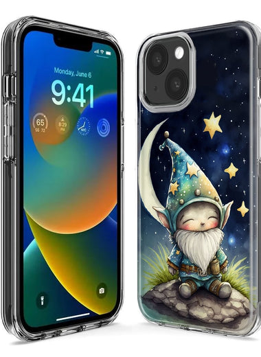 Apple iPhone SE 2nd 3rd Generation Stars Moon Starry Night Space Gnome Hybrid Protective Phone Case Cover