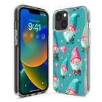 Apple iPhone 15 Pro Max Turquoise Pink Hearts Gnomes Hybrid Protective Phone Case Cover