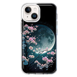 Apple iPhone 15 Plus Kawaii Manga Pink Cherry Blossom Full Moon Hybrid Protective Phone Case Cover