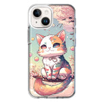 Apple iPhone 13 Mini Kawaii Manga Pink Cherry Blossom Cute Cat Hybrid Protective Phone Case Cover