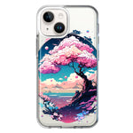 Apple iPhone 14 Plus Kawaii Manga Pink Cherry Blossom Japanese Sky Floral Ocean Hybrid Protective Phone Case Cover