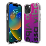 Apple iPhone 13 Pro Max Purple Clear Funny Text Quote Issa Vibe Hybrid Protective Phone Case Cover
