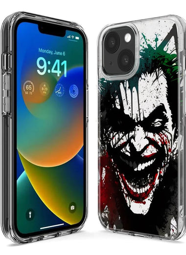 Apple iPhone 14 Laughing Joker Painting Graffiti Hybrid Protective Phone Case Cover