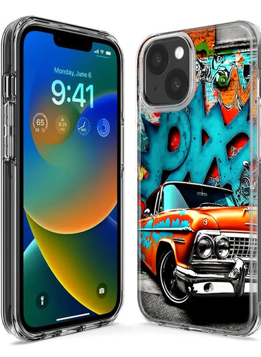 Apple iPhone 14 Pro Max Lowrider Painting Graffiti Art Hybrid Protective Phone Case Cover