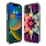 Apple iPhone 15 Mandala Geometry Abstract Star Pattern Hybrid Protective Phone Case Cover