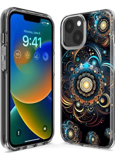 Apple iPhone 15 Plus Mandala Geometry Abstract Multiverse Pattern Hybrid Protective Phone Case Cover