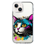 Apple iPhone 15 Plus Cool Cat Oil Paint Pop Art Hybrid Protective Phone Case Cover