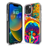 Apple iPhone 14 Plus Neon Rainbow Psychedelic Trippy Hippie Big Brain Hybrid Protective Phone Case Cover