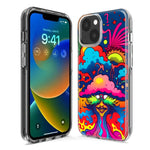 Apple iPhone 12 Mini Neon Rainbow Psychedelic Trippy Hippie Bomb Star Dream Hybrid Protective Phone Case Cover