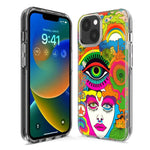 Apple iPhone 15 Plus Neon Rainbow Psychedelic Trippy Hippie DaydreamHybrid Protective Phone Case Cover