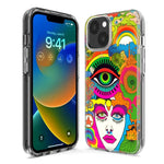 Apple iPhone XS Neon Rainbow Psychedelic Trippy Hippie DaydreamHybrid Protective Phone Case Cover