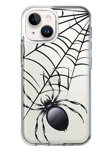 Apple iPhone 14 Creepy Black Spider Web Halloween Horror Spooky Hybrid Protective Phone Case Cover