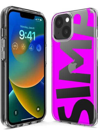 Apple iPhone 14 Pro Max Hot Pink Clear Funny Text Quote Simp Hybrid Protective Phone Case Cover