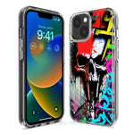 Apple iPhone 14 Pro Max Skull Face Graffiti Painting Art Hybrid Protective Phone Case Cover