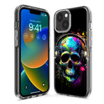 Apple iPhone 15 Pro Max Fantasy Skull Headphone Colorful Pop Art Hybrid Protective Phone Case Cover