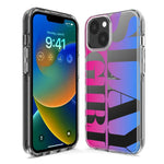 Apple iPhone XS Pink Blue Clear Funny Text Quote Slay Girl Hybrid Protective Phone Case Cover