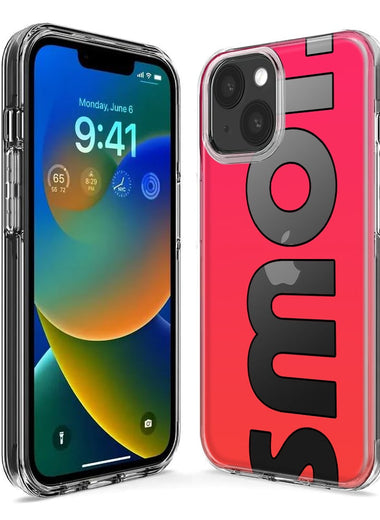 Apple iPhone XS Red Pink Clear Funny Text Quote Smol Hybrid Protective Phone Case Cover