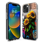 Apple iPhone 15 Pro Max Sunflowers Graffiti Painting Art Hybrid Protective Phone Case Cover