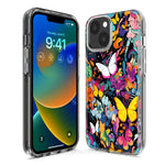 Apple iPhone 13 Mini Psychedelic Trippy Butterflies Pop Art Hybrid Protective Phone Case Cover