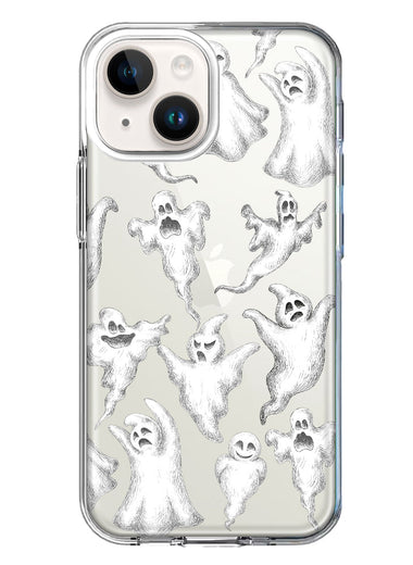 Apple iPhone 15 Cute Halloween Spooky Floating Ghosts Horror Scary Hybrid Protective Phone Case Cover