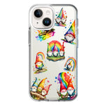 Apple iPhone 15 Plus Colorful Neon Glow Rainbow Gnomes Painting Hybrid Protective Phone Case Cover