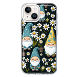 Apple iPhone 15 Plus Cute White Daisies Gnomes Flowers Floral Double Layer Phone Case Cover