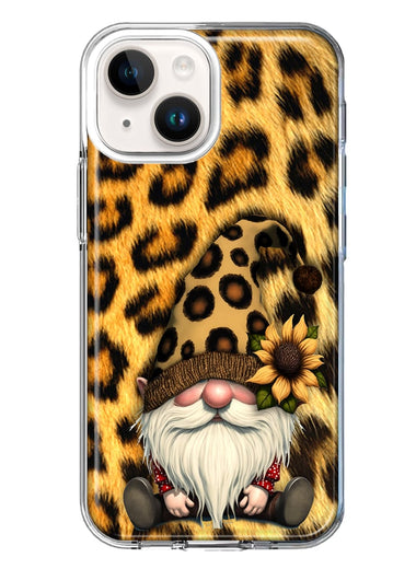 Apple iPhone 13 Gnome Sunflower Leopard Hybrid Protective Phone Case Cover