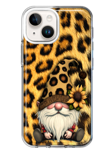 Apple iPhone 14 Plus Gnome Sunflower Leopard Hybrid Protective Phone Case Cover