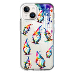 Apple iPhone 14 Neon Water Painting Colorful Splash Gnomes Hybrid Protective Phone Case Cover